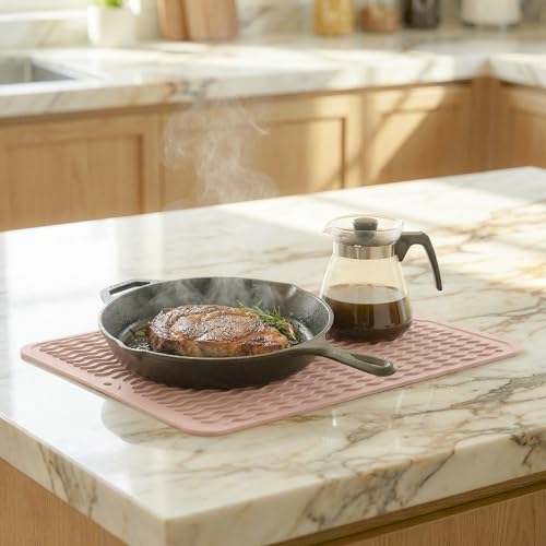 Silicone Dish Drying Mat (Pink / 16"L x 12"W)