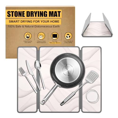 Stone Dish Drying Mat (Grey Silicone Edge)