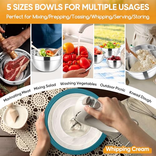 5 Piece Mixing Bowls with Visible Lids (Colorful / 4.6, 3.5, 2.5, 2, 1.5QT)
