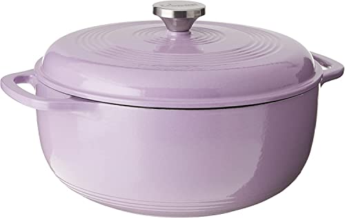 7.5 Quart Enameled Cast Iron Oval Dutch Oven with Lid (Lilac)