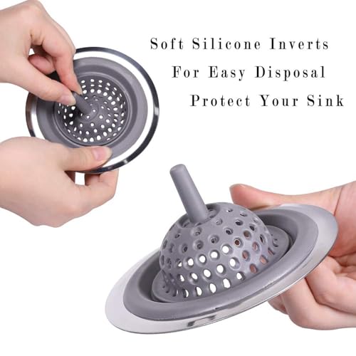 2 Pack Kitchen Sink Drain Strainer Silicone Stainless