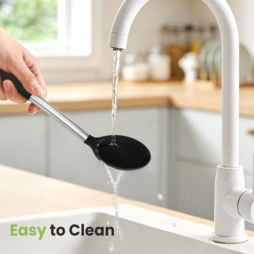 35 Pcs BPA Free Silicone Kitchen Utensils Set Stainless Steel Handles (Black)