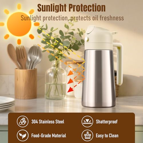 Stainless Steel Oil Dispenser Bottle (Stainless steel-White)