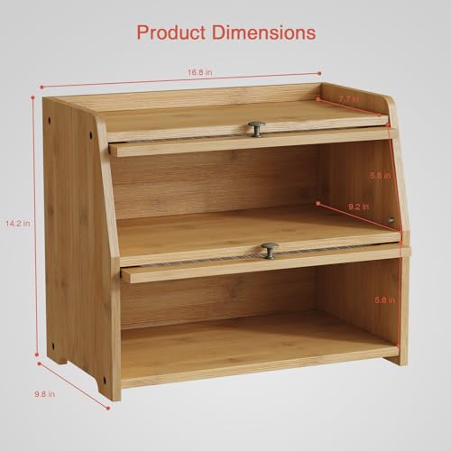 Large Bread Box for Kitchen Countertop (Bamboo)