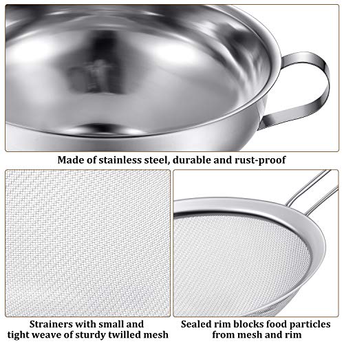 4 Pcs Stainless Steel Canning Funnels with Fine Mesh Strainer