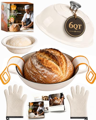6QT Dutch Oven For Bread Baking (Ivory white)