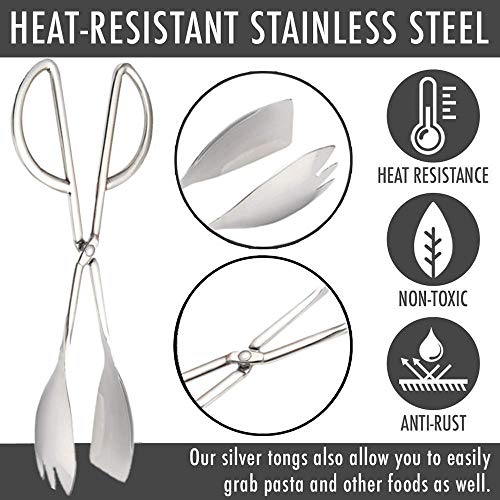2 PACK Salad Tongs for Serving Buffet Party Catering with Stainless Steel Cooking Kitchen Tongs 10.3"