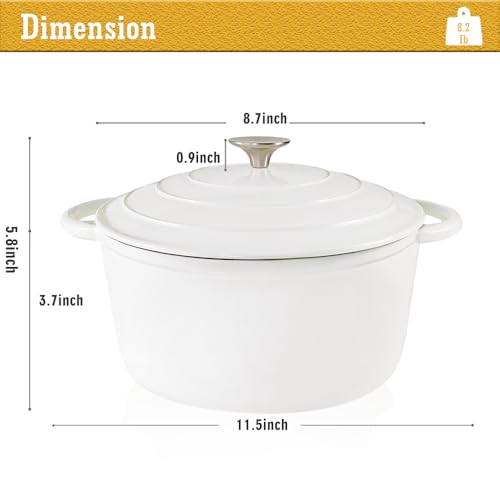 3 QT Small Enameled Cast Iron Dutch Oven with Self (White / 3QT)