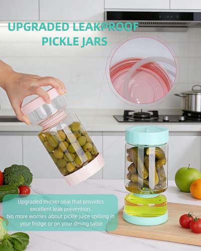 Glass Pickle Jar with Strainer Flip