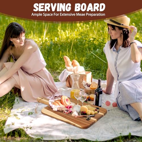 16 Pcs Acacia Wood Cutting Boards with Handle (16" x 10" / Rustic)