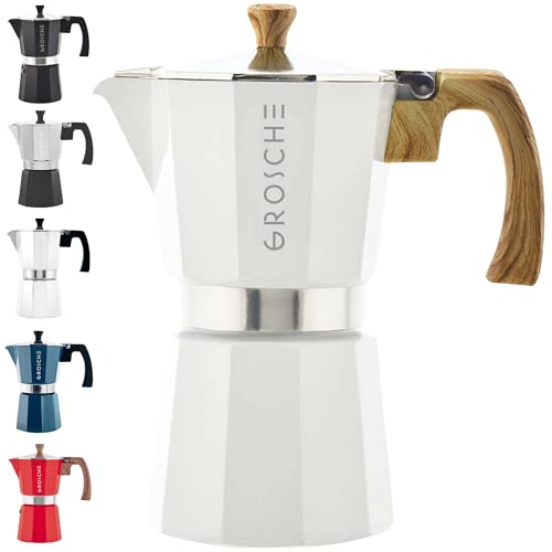 Milano Stovetop Espresso Maker Moka Pot 6 espresso Cup 9.3 oz White (6 espresso cups / White)