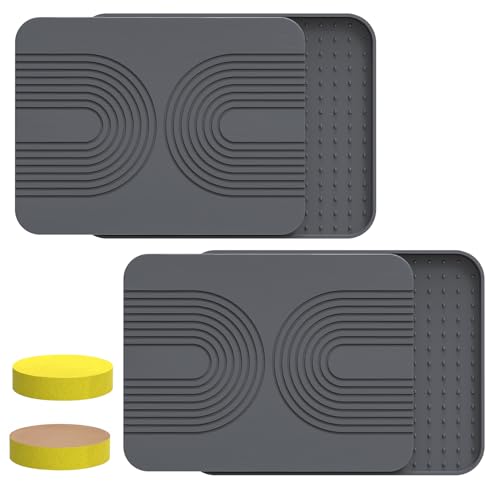 2 PCS Stone Dish Drying Mat ＆ Silicone Mat for Kitchen Counter (Gray / 16.14*12.4inch)