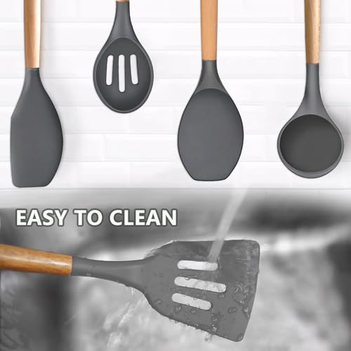 Silicone Cooking Utensils Set 5 (Standard 5-Piece Set / Gray)