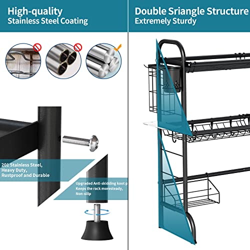 3 Tier Over The Sink Dish Drying Rack (3 Tier,black)