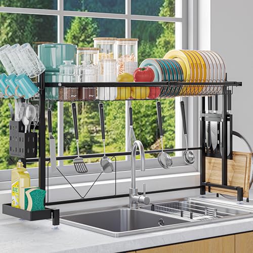 Over the Sink Dish Drying Drainer Rack (Black / 1-Tier Low Profile — Black)