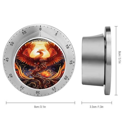Phoenix with Red Flames Kitchen Timer Mechanical No (Style-2 / One Size)