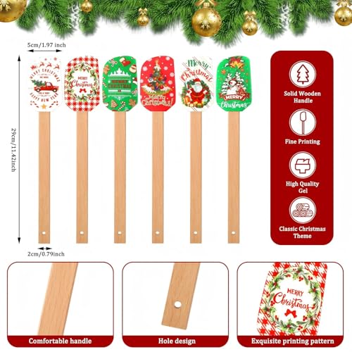 12 Pcs Christmas Silicone Spatulas Pot Holders Set Heat Resistant Pot Holders with Pocket Baking Gifts for Christmas Gift Party Supplies (Cute Christmas Style)