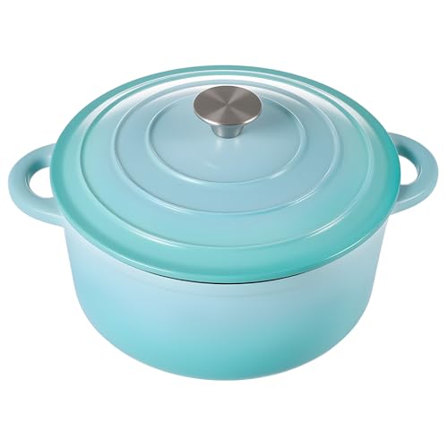 6 Quart Enameled Dutch Oven Pot with Lid (6 QT / Light Blue)