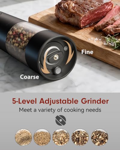 Upgraded Larger Capacity Electric Salt and Pepper Grinder Set Rechargeable with LED lights
