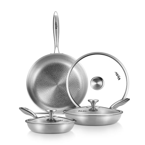Titanium pans for cooking with lid