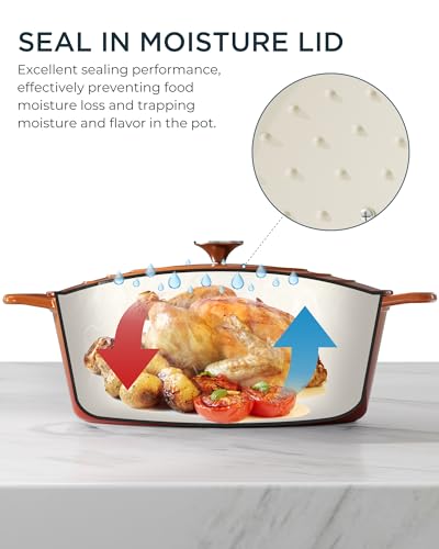 Enameled Cast Iron Dutch Oven (Cooking Pot / Vibrant orange / 9.3QT)