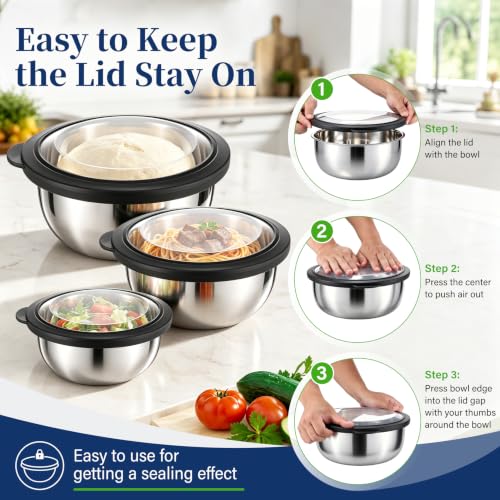 Mixing Bowls with Lids Set of 3 (Black)