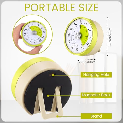 3 Pcs 60 Minute Magnetic Visual Timer Classroom Tool (Yellow)
