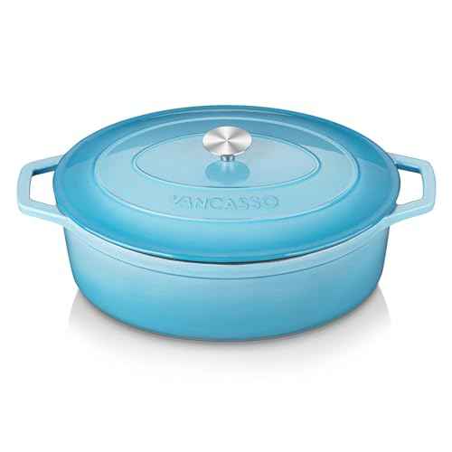 9.3 Qt Oval Enameled Cast Iron Dutch Oven with Lid (9.3 Qt-oval / Blue)