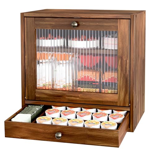 Wooden Bread Box for Kitchen Countertop (Retro Brown)