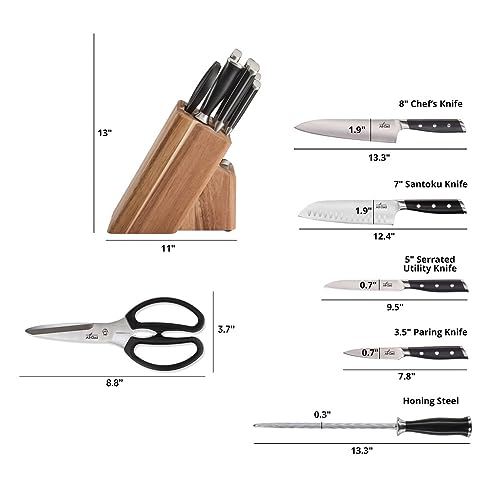 Forged German Stainless Steel Kitchen Knife Block Set (Silver/Black / 7-Piece Block Set)