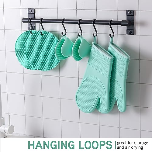 Silicone Oven Mitts (Mint / Mitt Set)