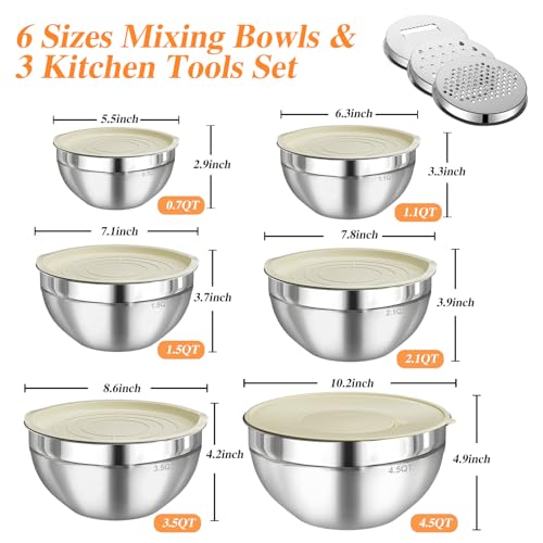 Mixing Bowls with Lids Set (Khaki)
