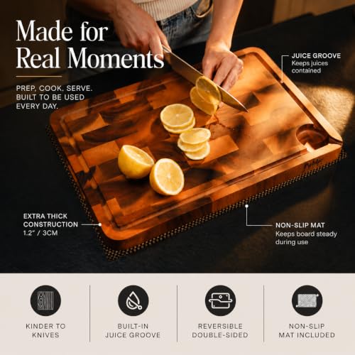 End Grain Wood Cutting Board (18"L x 12.5"W)