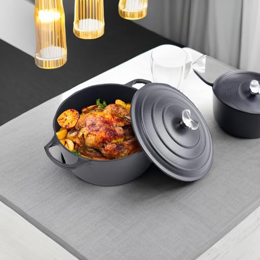 6 Quart Dutch Oven Enameled Cast Iron with Lid (Matte Black(No Enameled) / 6 QT)