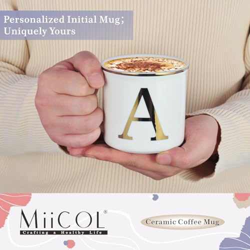 16 oz White Ceramic Coffee Mug with Initial Letters