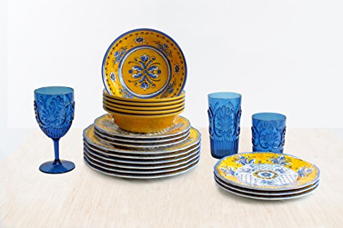 18 Piece Luxury Melamine Dinnerware Set