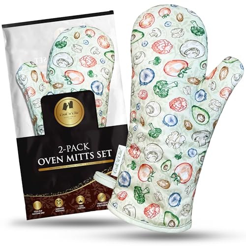 Premium Heat Resistant Oven Mitts (Light Green)