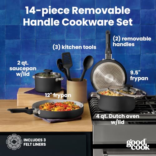 Ceramic Cookware Set with Removable Handles