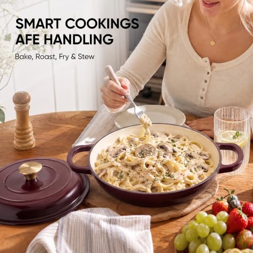 Dutch Oven Enameled Cast Iron with Lid (Fig / 3 QT（Shallow Pot）)