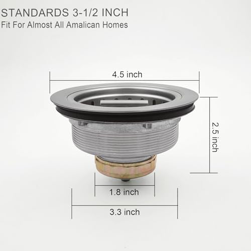 3.5 Inch full SUS304 Kitchen Sink Drain Strainer Assembly with Strainer Basket And Drain Stopper