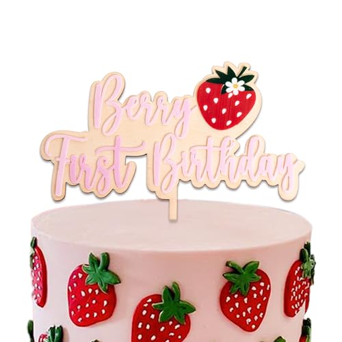 Strawberry Berry First Birthday Cake Topper