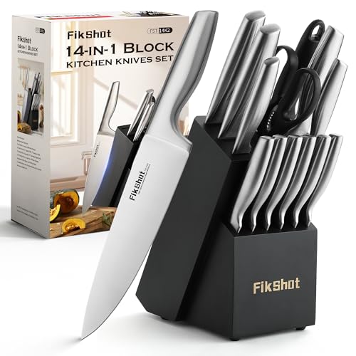 14 Pieces Knife Block Set German Stainless Steel with Block