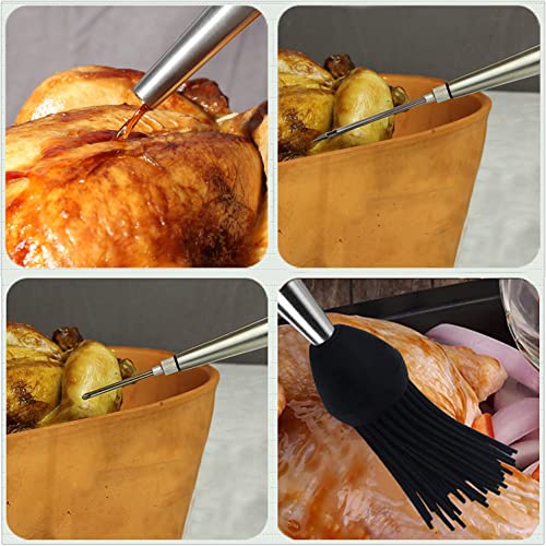 Best Utensils Stainless Steel Turkey Baster Commercial Grade Quality Bulb Including Marinade Injector Needle And Silicone Basting Brush