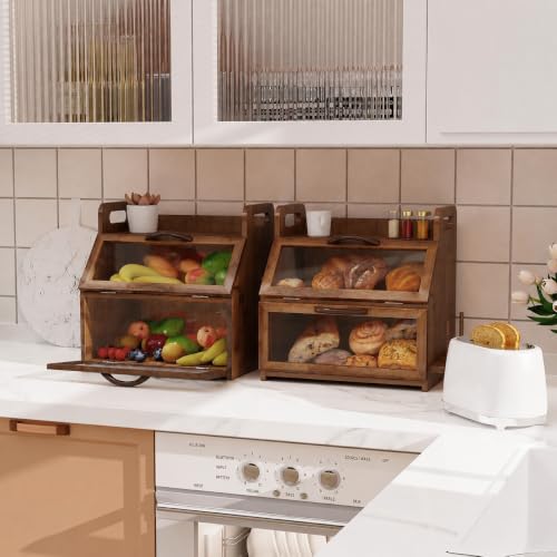 Bread Box for Kitchen Countertop (Amber)