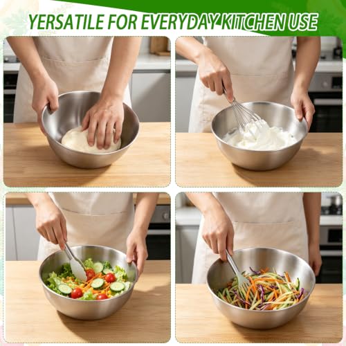 3 Pcs Stainless Steel Mixing Bowls Metal Mixing Bowl Set 1.5
