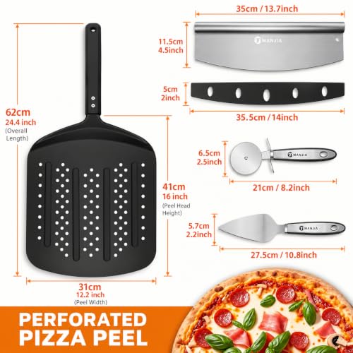 Perforated Pizza Peel 12inch Aluminum Pizza Paddle Spatula Non