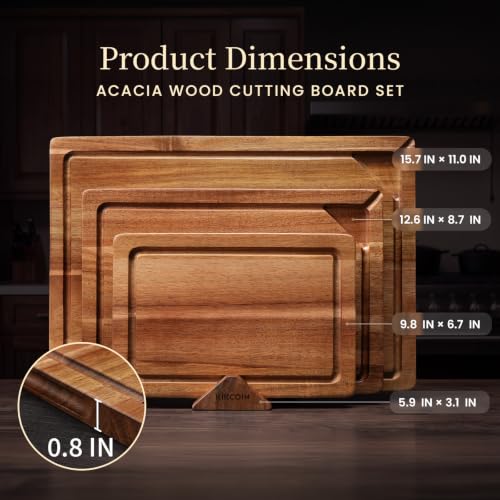 Food Safe Acacia Wood Cutting Board Set (3-Piece Set)