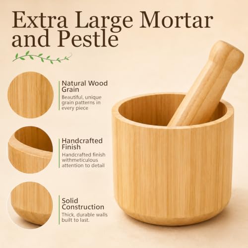 Extra Large Wood Mortar and Pestle 7.87"