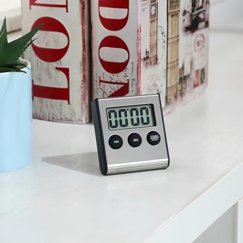 2 Pack Digital Kitchen Timer with Magnetic Countdown Loud Alarm Hanging Hole Bracket Stainless Steel Battery Easy to Carry for Cooking Baking Sports (2 Pack)