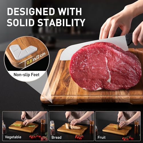Teak Cutting Boards for Kitchen 13'' Teak Wood Wooden Charcuterie Board (13"L x 9.5"W)